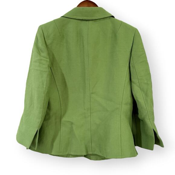 Dana Buchman Palm Green Linen Blend Blazer Jacket Size 8 Single Breasted Pockets - Picture 9 of 13